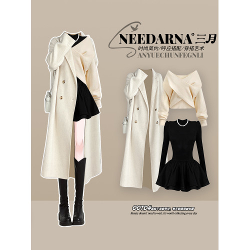 miu裡miu氣穿搭初秋季小香風黑色連衣裙高級感釣系約會公主裙套裝