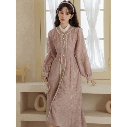 新中式國風連衣裙女裝秋季2025新款紫色可以穿上班的漢服改良旗袍 新中式國風連衣裙女裝秋季2025新款紫色可以穿上班的漢服改良旗袍