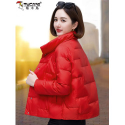 啄木鳥白鴨絨羽絨服女2025冬季新款輕薄保暖小個子外套洋氣上衣潮