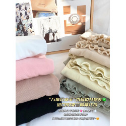 打底衫女內搭春秋2024新款黑色半高領莫代爾白色秋冬木耳邊上衣