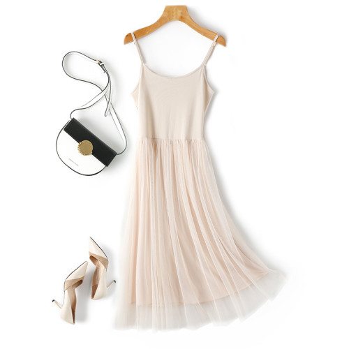 莫代爾內搭吊帶連衣裙女春秋顯瘦長裙2025年新款外穿百搭網紗裙子 莫代爾內搭吊帶連衣裙女春秋顯瘦長裙2025年新款外穿百搭網紗裙子