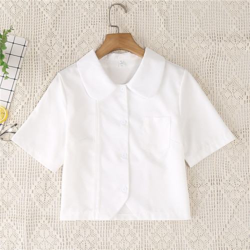 2025年夏季日系短款jk製服基礎薄款襯衣短袖襯衫女設計感小衆上衣