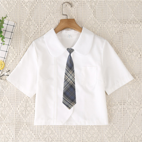 2025年夏季日系短款jk製服基礎薄款襯衣短袖襯衫女設計感小衆上衣