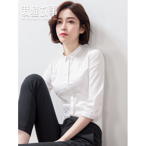 七分袖白襯衫女職業短袖2025夏季薄款新款修身氣質襯衣中袖工作服