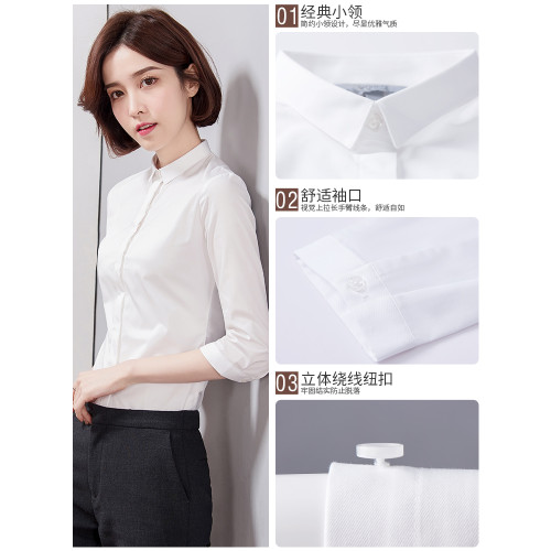 七分袖白襯衫女職業短袖2025夏季薄款新款修身氣質襯衣中袖工作服