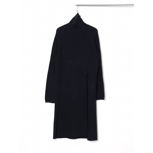 設計感別致開叉高領毛衣女大碼微胖mm顯瘦上衣秋冬韓版長款針織衫