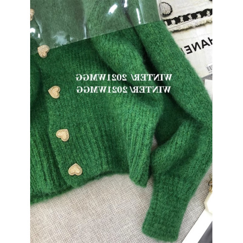 綠色毛衣外套女秋冬寬松設計感高級愛心短款針織開衫上衣寬松針織 綠色毛衣外套女秋冬寬松設計感高級愛心短款針織開衫上衣寬松針織