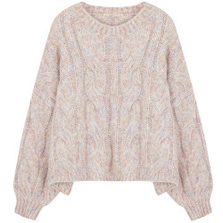 粉色溫柔系短款毛衣女2024新款秋冬甜美寬松外穿慵懶風麻花針織衫