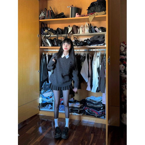 韓系復古麻花灰色套頭毛衣女秋冬2025新款慵懶風寬松軟糯針織上衣 韓系復古麻花灰色套頭毛衣女秋冬2025新款慵懶風寬松軟糯針織上衣