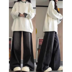 軟糯奶fufu慵懶毛衣女秋冬韓系高級感領口拼接假兩件加厚針織上衣