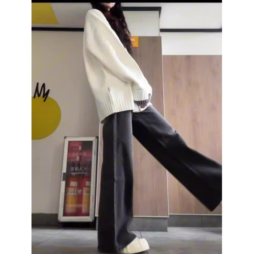 軟糯奶fufu慵懶毛衣女秋冬韓系高級感領口拼接假兩件加厚針織上衣