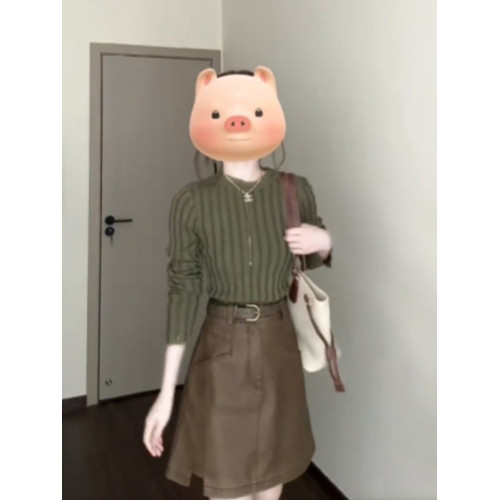 綠色復古坑條套頭毛衣女秋冬小個子修身短款打底衫內搭針織衫上衣 綠色復古坑條套頭毛衣女秋冬小個子修身短款打底衫內搭針織衫上衣