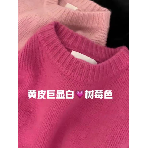 克萊因藍毛衣女秋冬韓系慵嬾風軟糯寬鬆顯瘦長袖圓領套頭針織上衣