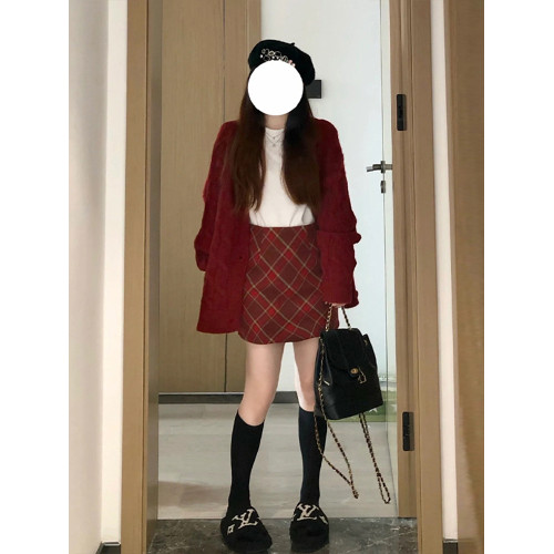 慵懶風過年新年紅色毛衣外套女秋冬季2025新款高級感針織開衫上衣