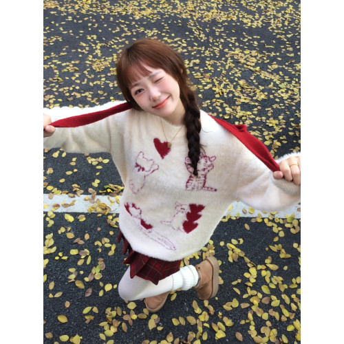 奶fufu可愛毛衣女慵懶風秋冬聖誕氛圍感超好看馬海毛針織軟糯上衣 奶fufu可愛毛衣女慵懶風秋冬聖誕氛圍感超好看馬海毛針織軟糯上衣