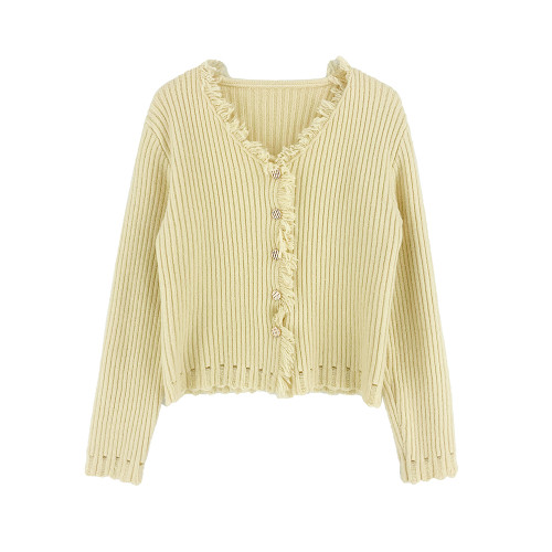 2025秋冬裝新款小個子香風短款v領毛衣外套女設計感針織內搭上衣