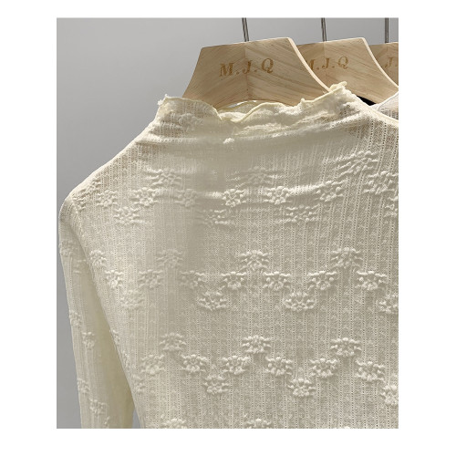 法式蕾絲半高領女打底春秋冬2025修身洋氣別致內搭溫柔小香風上衣