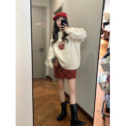 秋冬季小熊套頭毛衣女寬松慵懶風聖誕氛圍感穿搭圓領針織內搭上衣