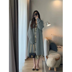 145小矮個子針織開衫毛衣女秋冬145顯高穿搭配中長款高級感外套xs