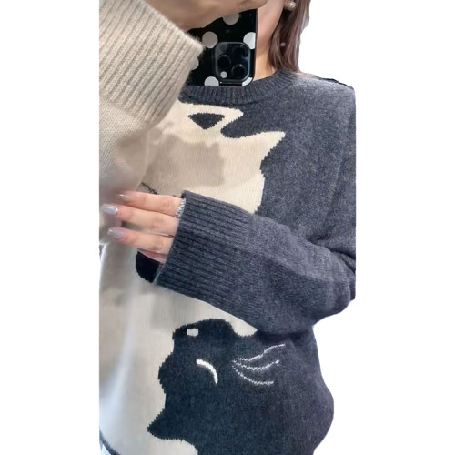 韓系慵懶設計感毛衣女奶系穿搭高級灰色針織衫秋冬超好看套頭毛衣 韓系慵懶設計感毛衣女奶系穿搭高級灰色針織衫秋冬超好看套頭毛衣