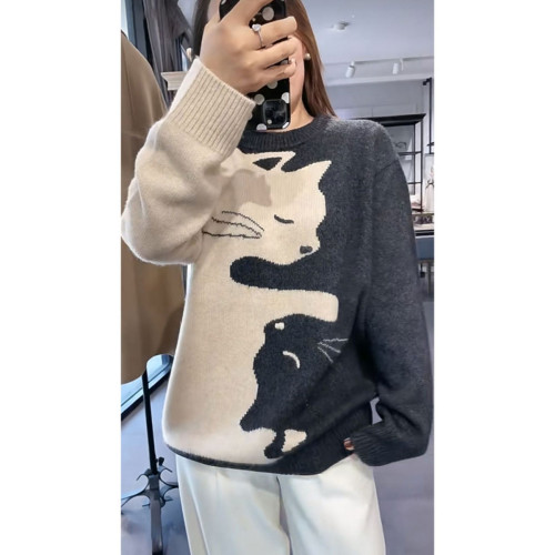 韓系慵懶設計感毛衣女奶系穿搭高級灰色針織衫秋冬超好看套頭毛衣 韓系慵懶設計感毛衣女奶系穿搭高級灰色針織衫秋冬超好看套頭毛衣