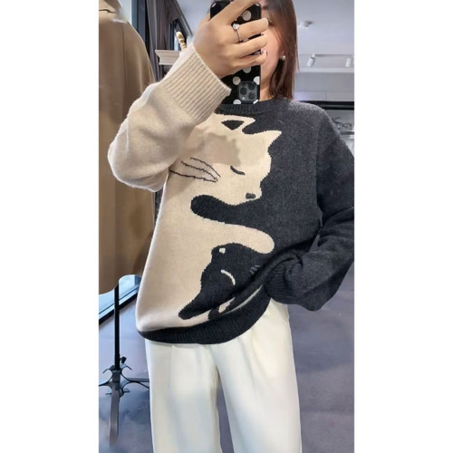 韓系慵懶設計感毛衣女奶系穿搭高級灰色針織衫秋冬超好看套頭毛衣 韓系慵懶設計感毛衣女奶系穿搭高級灰色針織衫秋冬超好看套頭毛衣