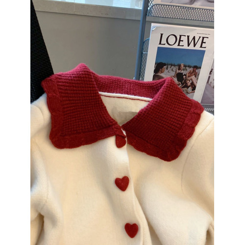 軟糯撞色娃娃領開衫毛衣女秋冬季小個子甜美減齡短款針織開衫上衣 軟糯撞色娃娃領開衫毛衣女秋冬季小個子甜美減齡短款針織開衫上衣