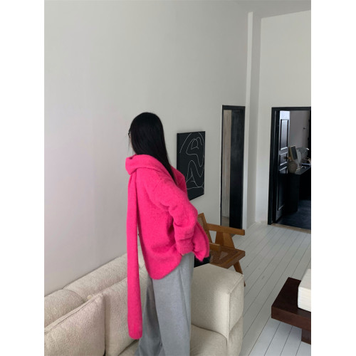 秋冬慵嬾v領寬鬆黑色長袖套頭毛衣上衣休閒學生復古韓版針織衫女