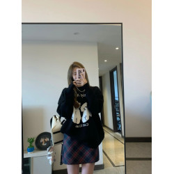 2025秋冬新款韓版慵懶風可愛卡通小狗針織衫女圓領重磅毛衣國潮牌