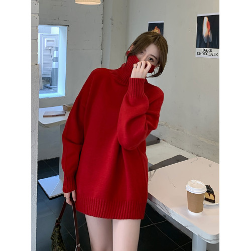 中長款高領毛衣連衣裙女白色秋冬寬松慵懶軟糯打底針織衫內搭加厚 中長款高領毛衣連衣裙女白色秋冬寬松慵懶軟糯打底針織衫內搭加厚