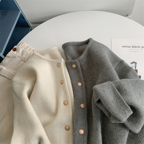 小香風輕奢高級感金釦韓系針織開衫女2024春季氣質簡約百搭毛衣女