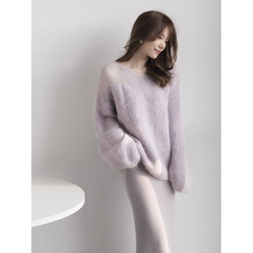 法式氣質溫柔軟糯馬海毛毛衣女秋冬加厚寬松慵懶風鏤空針織衫上衣 法式氣質溫柔軟糯馬海毛毛衣女秋冬加厚寬松慵懶風鏤空針織衫上衣