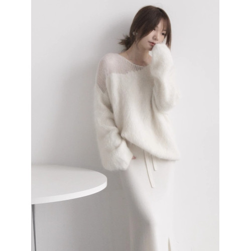 法式氣質溫柔軟糯馬海毛毛衣女秋冬加厚寬松慵懶風鏤空針織衫上衣 法式氣質溫柔軟糯馬海毛毛衣女秋冬加厚寬松慵懶風鏤空針織衫上衣