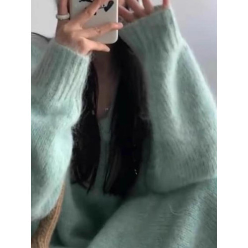 慵懶風寬松長款毛衣裙女秋冬2024新款法式針織打底連衣裙過膝加厚