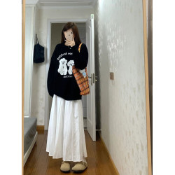 卡通小狗毛衣女冬季新款寬松慵懶風日系軟糯套頭針織衫打底上衣