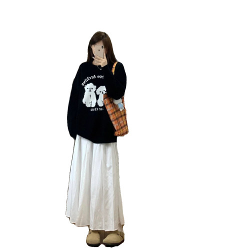 卡通小狗毛衣女冬季新款寬松慵懶風日系軟糯套頭針織衫打底上衣 卡通小狗毛衣女冬季新款寬松慵懶風日系軟糯套頭針織衫打底上衣