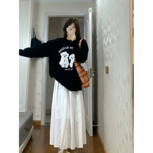 卡通小狗毛衣女冬季新款寬松慵懶風日系軟糯套頭針織衫打底上衣 卡通小狗毛衣女冬季新款寬松慵懶風日系軟糯套頭針織衫打底上衣
