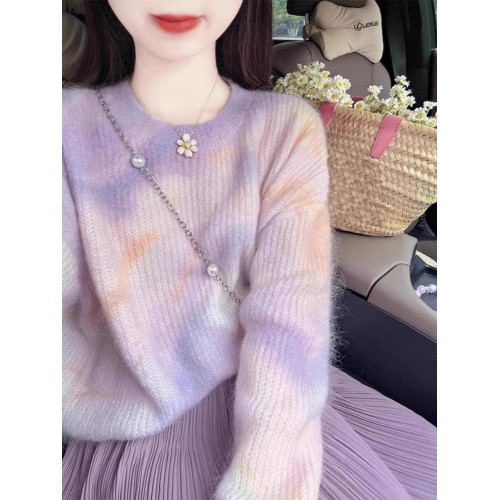 溫柔甜美風奶系穿搭長袖毛衣女秋冬新款高級感馬海毛軟糯針織上衣 溫柔甜美風奶系穿搭長袖毛衣女秋冬新款高級感馬海毛軟糯針織上衣