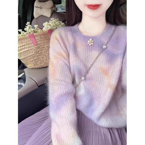 溫柔甜美風奶系穿搭長袖毛衣女秋冬新款高級感馬海毛軟糯針織上衣 溫柔甜美風奶系穿搭長袖毛衣女秋冬新款高級感馬海毛軟糯針織上衣