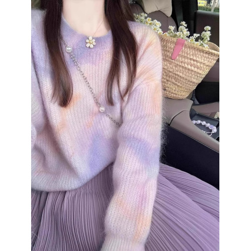 溫柔甜美風奶系穿搭長袖毛衣女秋冬新款高級感馬海毛軟糯針織上衣 溫柔甜美風奶系穿搭長袖毛衣女秋冬新款高級感馬海毛軟糯針織上衣