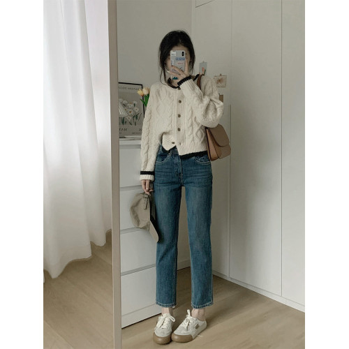 白色短款加厚毛衣秋冬女2025新款針織外套慵懶風松弛感費爾島毛衫