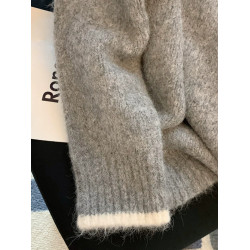 韓系復古灰色毛衣女秋冬2023新款小衆軟糯慵懶風寬松針織打底上衣