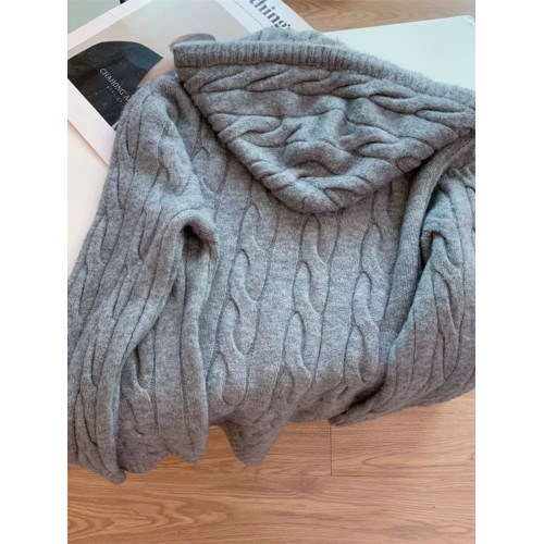 連帽韓系針織毛衣女春秋冬長袖上衣學院慵懶風軟糯內搭打底衫寬松