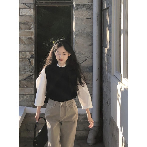 韓版小衆圓領麻花針織馬甲背心女2025秋季復古學院風百搭套頭毛衣 韓版小衆圓領麻花針織馬甲背心女2025秋季復古學院風百搭套頭毛衣