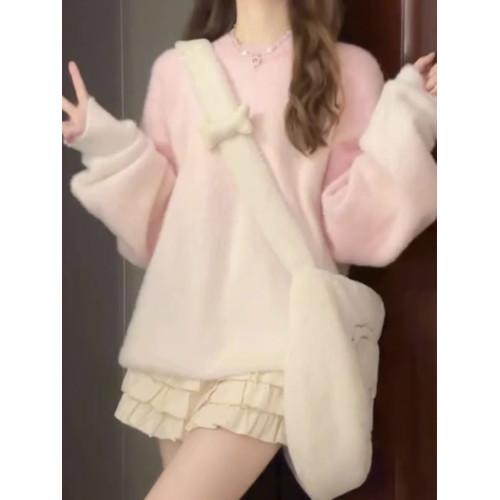 粉色美式設計感漸變色毛衣秋冬女長款寬松顯瘦針織衫長袖上衣小衆 粉色美式設計感漸變色毛衣秋冬女長款寬松顯瘦針織衫長袖上衣小衆