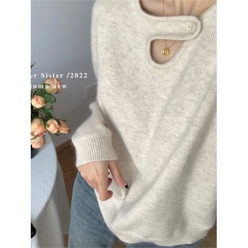 法式針織衫毛衣女韓系復古慵懶風設計感小衆內搭打底上衣秋冬外穿 法式針織衫毛衣女韓系復古慵懶風設計感小衆內搭打底上衣秋冬外穿