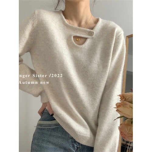 法式針織衫毛衣女韓系復古慵懶風設計感小衆內搭打底上衣秋冬外穿 法式針織衫毛衣女韓系復古慵懶風設計感小衆內搭打底上衣秋冬外穿