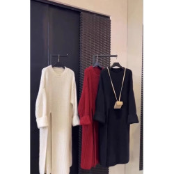 茶裡茶氣別致獨特赫本小香風氣質名媛長款內搭針織毛衣連衣裙女