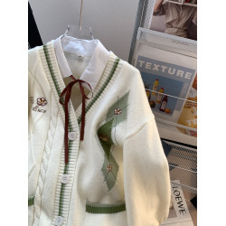 森系毛衣針織開衫外套女秋冬2025新款學生寬松慵懶設計感甜美上衣