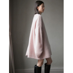 慵懶風軟糯中長款包臀毛衣裙女秋冬高級感仿浣熊絨下裝消失針織衫